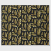 Golden Black Palm Leaf Muster Geschenkpapier (Flach)