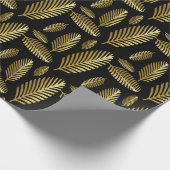 Golden Black Palm Leaf Muster Geschenkpapier (Ecke)
