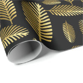 Golden Black Palm Leaf Muster Geschenkpapier (Rolleneckpunkt)