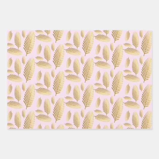 Golden Black Palm Leaf Muster Geschenkpapier Set (Vorderseite 3)