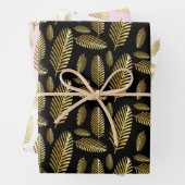 Golden Black Palm Leaf Muster Geschenkpapier Set (Beispiel)