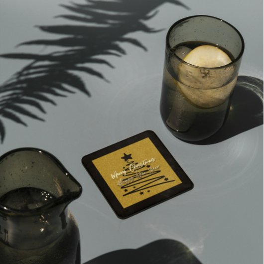 Golden Black Paper Coaster Rechteckiger Pappuntersetzer