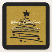 Golden Black Paper Coaster Rechteckiger Pappuntersetzer (Vorderseite)