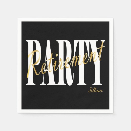 Golden & Black Retirement Party, Custom Napkins Serviette (Vorderseite)
