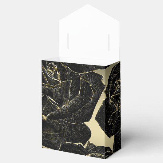 Golden & Black Rose Glam Elegantes Party Geschenkschachtel (Geöffnet)
