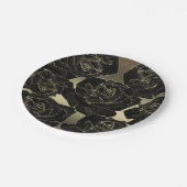 Golden & Black Rose Glam Elegantes Party Pappteller (Schrägansicht)