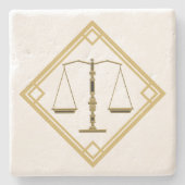 Golden Black Scales of Justice | Geschenke von Jur Steinuntersetzer (Vorderseite)