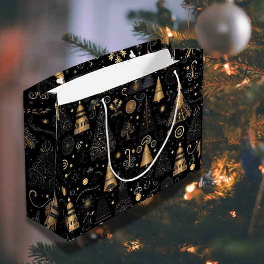 Golden Black Weihnachtsgeschenk Große Geschenktüte