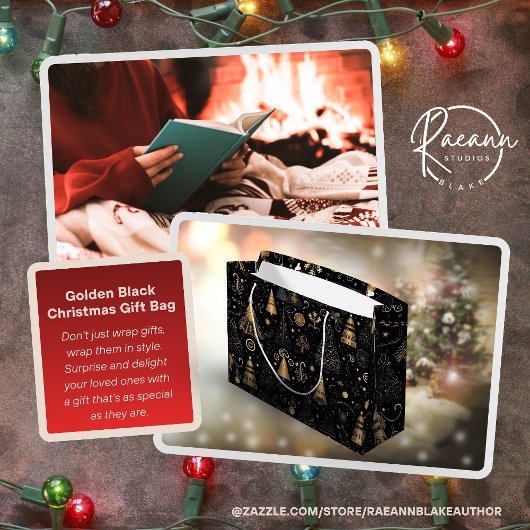 Golden Black Weihnachtsgeschenk Große Geschenktüte