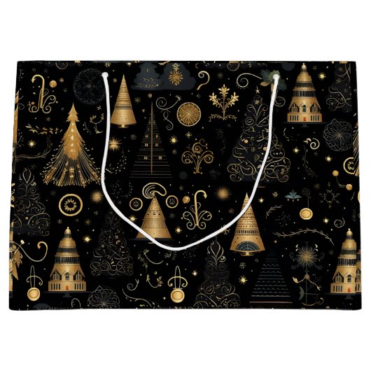 Golden Black Weihnachtsgeschenk Große Geschenktüte (Vorderseite)