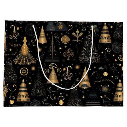 Golden Black Weihnachtsgeschenk Große Geschenktüte (Rückseite)