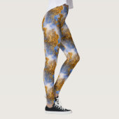 Golden Blätter Blue Sky Nattern Muster Leggings (Rechts)