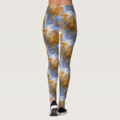 Golden Blätter Blue Sky Nattern Muster Leggings (Rückseite)