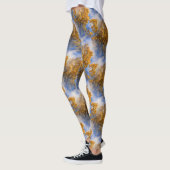 Golden Blätter Blue Sky Nattern Muster Leggings (Links)