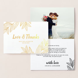 Golden Blätter Liebe & Danke Hochzeitsstift Foto Folienkarte