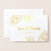 Golden Blätter Liebe & Danke Hochzeitsstift Foto Folienkarte (Vorderseite mit Umschlag)