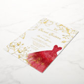 Golden Blätter Red Dress Sweet 16 Party Gold Folieneinladung (Gedreht)