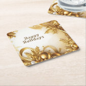 Golden Blätter Weihnachts-Feiertag Papier Unterset Rechteckiger Pappuntersetzer (angewinkelt)