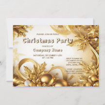 Golden Blätter Weihnachts-Party Feierliche Einladu