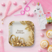 Golden Blätter Weihnachts-Weihnachtspapierplatte Pappteller (Party)