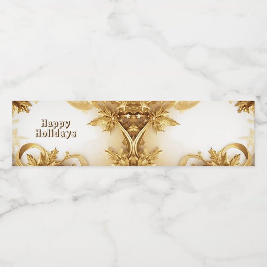 Golden Blätter Weihnachtswasserflasche - Etikett (Einzelnes Label)
