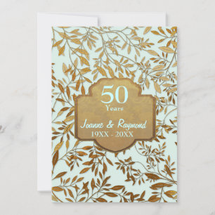 Golden Blätter zum 50. Hochzeitstag Einladung