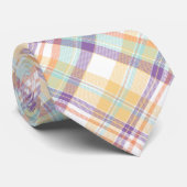 Golden, Blau, Lila und weiß Kariert Krawatte (Gerollt)