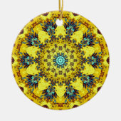 Golden bläuliches Mandala-ähnliches Muster Keramik Ornament (Vorne)