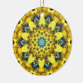 Golden bläuliches Mandala-ähnliches Muster Keramik Ornament (Links)
