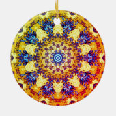 Golden bläuliches Mandala-ähnliches Muster Keramik Ornament (Hinten)