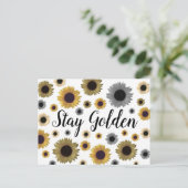 Golden bleibe, Sonnenblume Postkarte (Stehend Vorderseite)