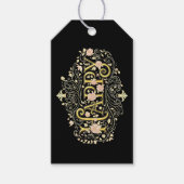 Golden Bliss: Elegant Floral Happy Geschenkanhänger (Vorderseite)