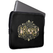 Golden Bliss: Elegant Floral Happy Laptopschutzhülle (Vorne Rechts)