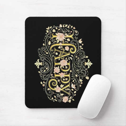 Golden Bliss: Elegant Floral Happy Mousepad (Mit Mouse)