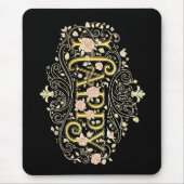 Golden Bliss: Elegant Floral Happy Mousepad (Vorne)