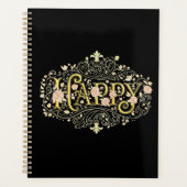 Golden Bliss: Elegant Floral Happy Planer (Vorderseite)
