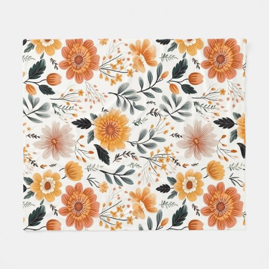 Golden Blogs Herbst Blumenmuster Fleecedecke (Vorderseite (Horizontal))