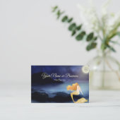 Golden Blond Mermaid Full Moon Lagoon Beach Visitenkarte (Stehend Vorderseite)