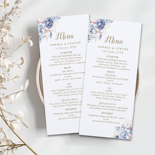 Golden Bloom: Blue & White Floral Wedding  Programm