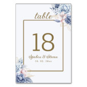 Golden Bloom: Blue & White Floral Wedding  Tischnummer (Vorderseite)