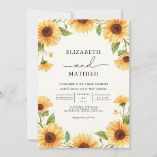 Golden Bloom Botanical Blüh Wedding Einladung