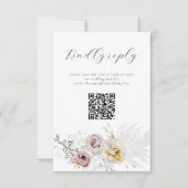 Golden Bloom Delicate Floral Calligraphy QR Code RSVP Karte (Vorderseite)