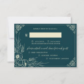 Golden Bloom Drei Mahlzeiten Auswahl Hochzeit RSVP Karte (Vorderseite)