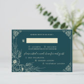 Golden Bloom Drei Mahlzeiten Auswahl Hochzeit RSVP Karte (Stehend Vorderseite)
