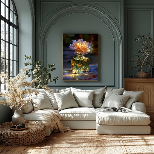 Golden Bloom Elixir - Dreamlike Floral Parfüm Leinwanddruck