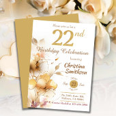 Golden Bloom - floral elegant, modern, 22. Geburts Einladung
