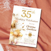 Golden Bloom - floral elegant, modern 35. Geburtst Einladung