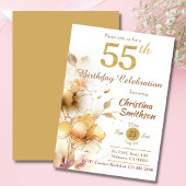 Golden Bloom - floral elegant, modern 55. Geburtst Einladung