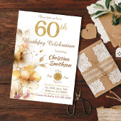 Golden Bloom - floral elegante moderne 60. Geburts Einladung