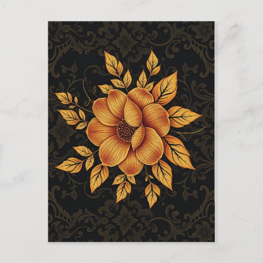 Golden Bloom Floral Postkarte (Vorderseite)